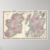  kaart van Ierland en Schotland (1862) Poster (Voorkant)