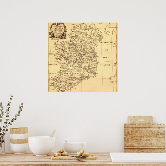Kaart van Ierland, families van Iers en Engels Poster (Keuken)
