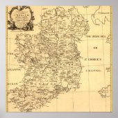 Kaart van Ierland, families van Iers en Engels Poster (Voorkant)