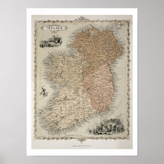 Kaart van Ierland, gepubliceerd onder c.1850 (hand Poster (Voorkant)