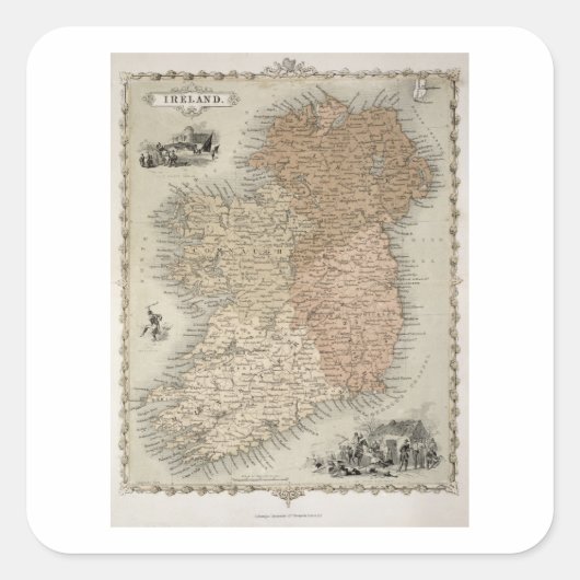 Kaart van Ierland, gepubliceerd onder c.1850 (hand Vierkante Sticker (Voorkant)