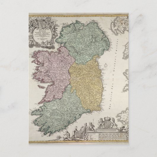 Kaart van Ierland met de provincies Ulster (Voorkant)