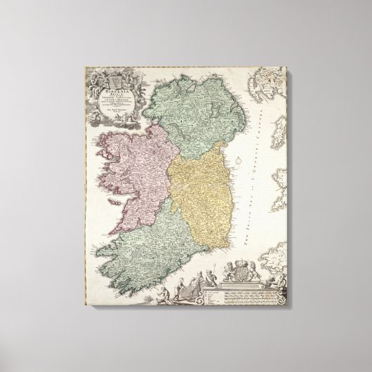 Kaart van Ierland met de provincies Ulster Canvas Afdruk (Voorkant)