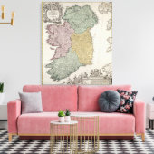 Kaart van Ierland met de provincies Ulster Canvas Afdruk (Insitu (Woonkamer))