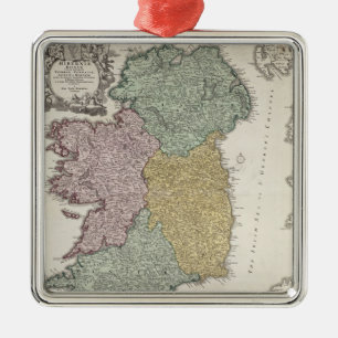 Kaart van Ierland met de provincies Ulster Metalen Ornament