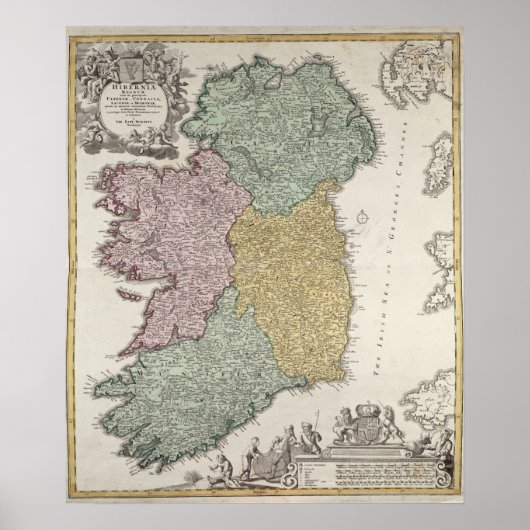 Kaart van Ierland met de provincies Ulster Poster (Voorkant)