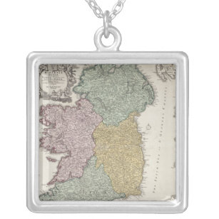 Kaart van Ierland met de provincies Ulster Zilver Vergulden Ketting