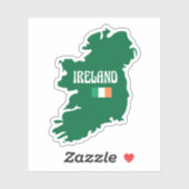Kaart van Ierland met naam en vlag Sticker (Vel)