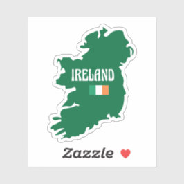 Kaart van Ierland met naam en vlag Sticker