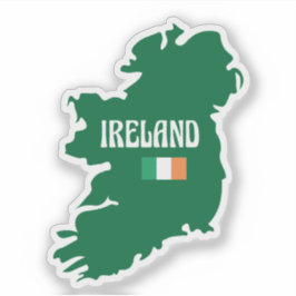 Kaart van Ierland met naam en vlag Sticker