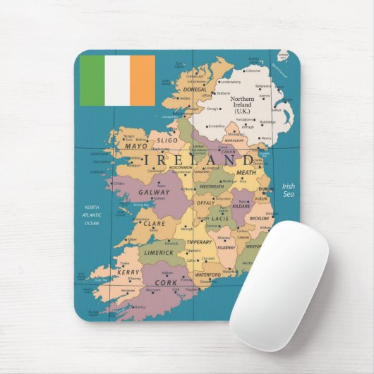  kaart van Ierland Muismat (Met muis)
