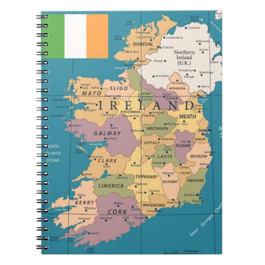  kaart van Ierland Notitieboek (Voorkant)