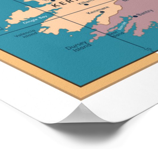  kaart van Ierland Poster (Hoek)