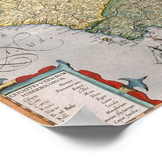 Kaart van Ierland Poster (Hoek)