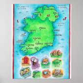 Kaart van Ierland Poster (Voorkant)