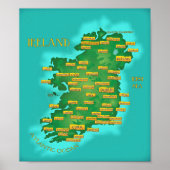 Kaart van Ierland Poster (Voorkant)