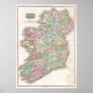  kaart van Ierland Poster