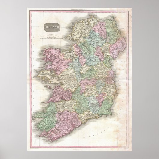  kaart van Ierland Poster (Voorkant)