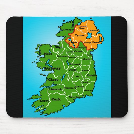Kaart van Ierland (provincies) Muismat (Voorkant)