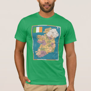  kaart van Ierland T-shirt