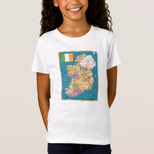 kaart van Ierland T-shirt (Voorkant)