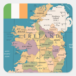 kaart van Ierland Vierkante Sticker