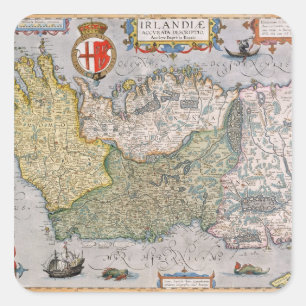 Kaart van Ierland Vierkante Sticker