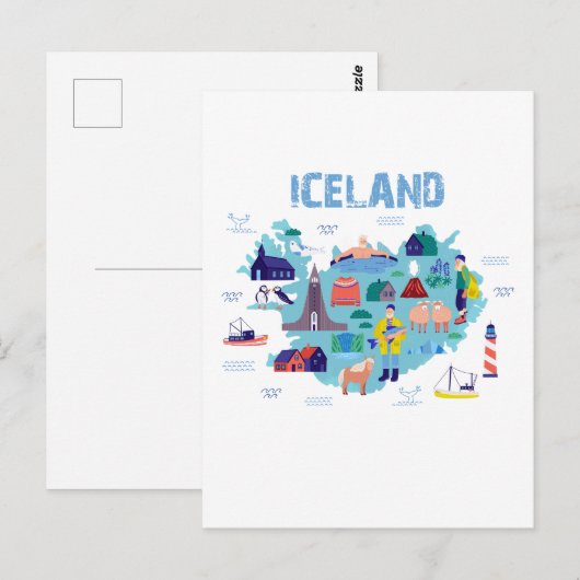 Kaart van IJsland (Voorkant / Achterkant)