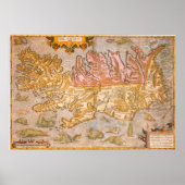  kaart van IJsland (1590) Poster (Voorkant)