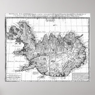  kaart van IJsland (1761) BW Poster
