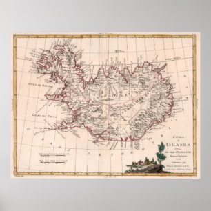  kaart van IJsland (1781) Poster