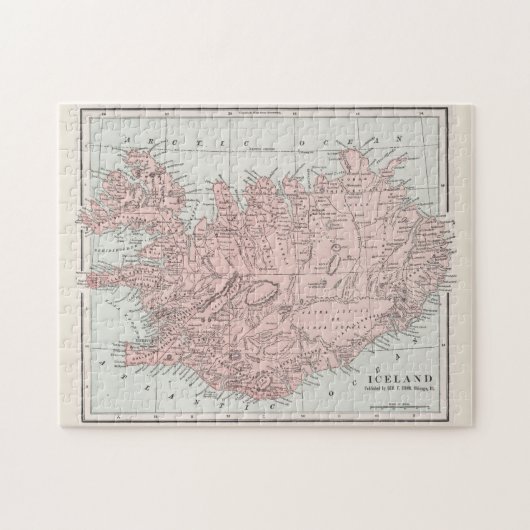  kaart van IJsland (1901) Legpuzzel (Horizontaal)