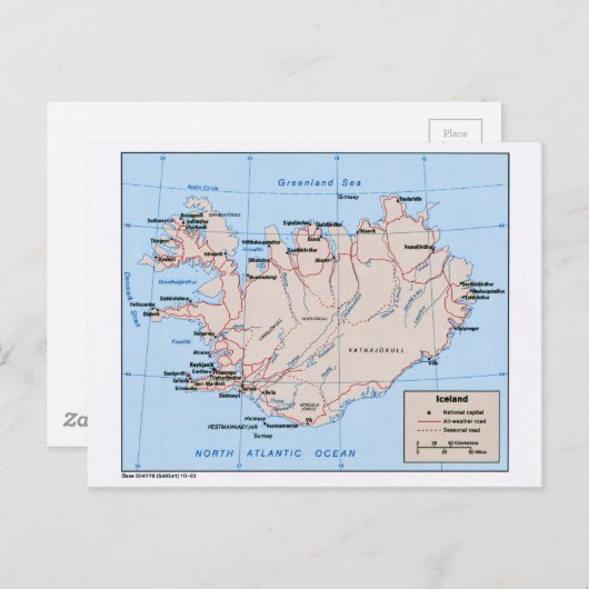 Kaart van IJsland (1981) (Voorkant / Achterkant)