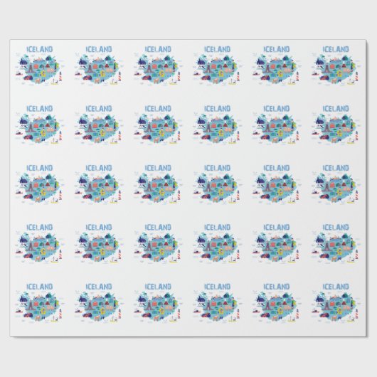 Kaart van IJsland Cadeaupapier (Vlak)