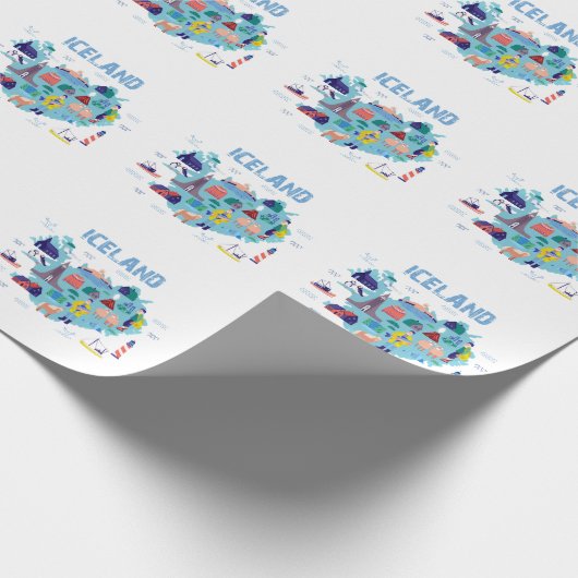 Kaart van IJsland Cadeaupapier (Hoek)