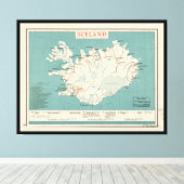 Kaart van IJsland (circa 1959) Canvas Afdruk (Insitu (Houten vloer))