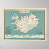 Kaart van IJsland (circa 1959) Poster (Voorkant)