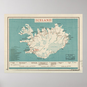 Kaart van IJsland (circa 1959) Poster