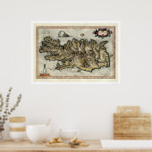Kaart van IJsland door Mercator Map 1595 Poster (Keuken)