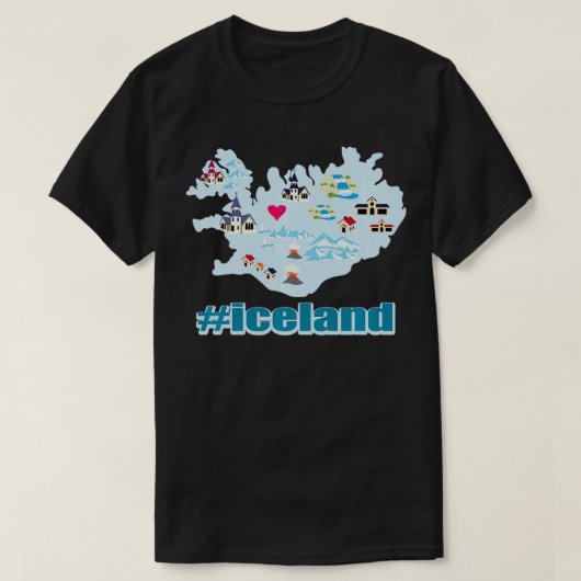Kaart van IJsland Funny Cool Viking Island T-shirt (Design voorkant)