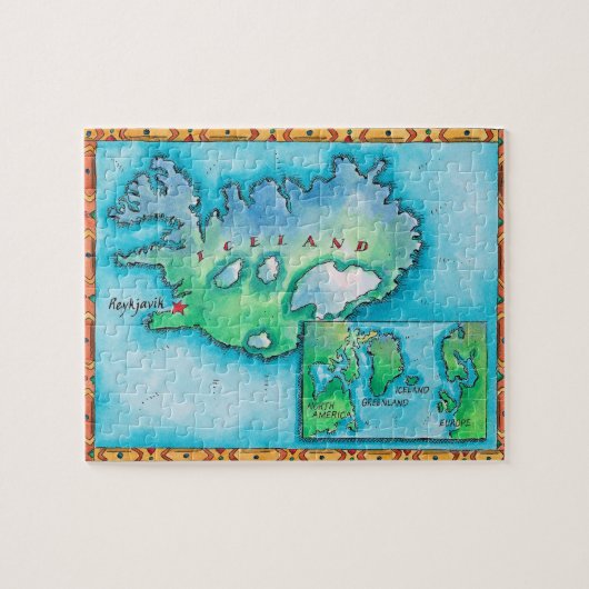 Kaart van IJsland Legpuzzel (Horizontaal)