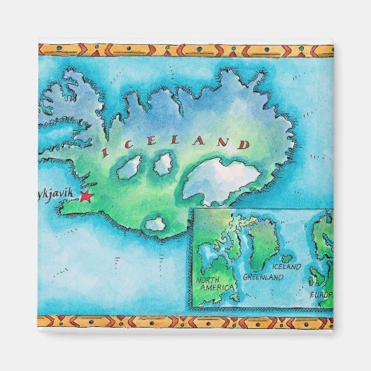 Kaart van IJsland Magneet (Voorkant)
