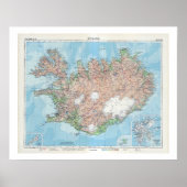  kaart van IJsland Poster (Voorkant)