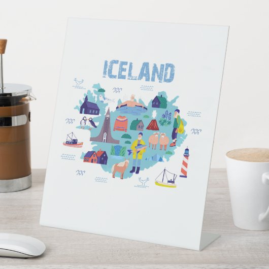 Kaart van IJsland Reclamebord Met Voetstuk (Insitu)
