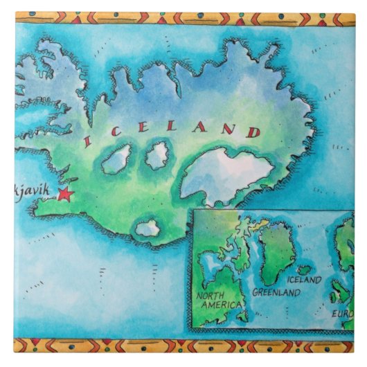 Kaart van IJsland Tegeltje (Voorkant)
