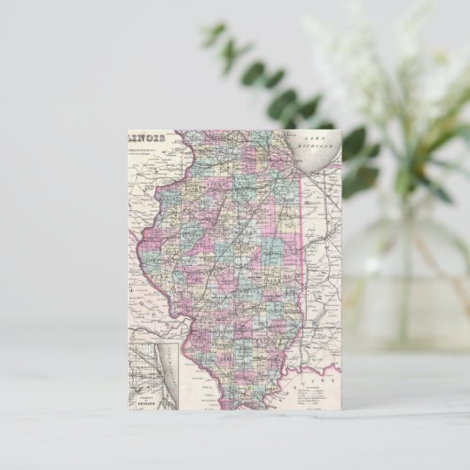  kaart van Illinois (1855) (Staand voorkant)