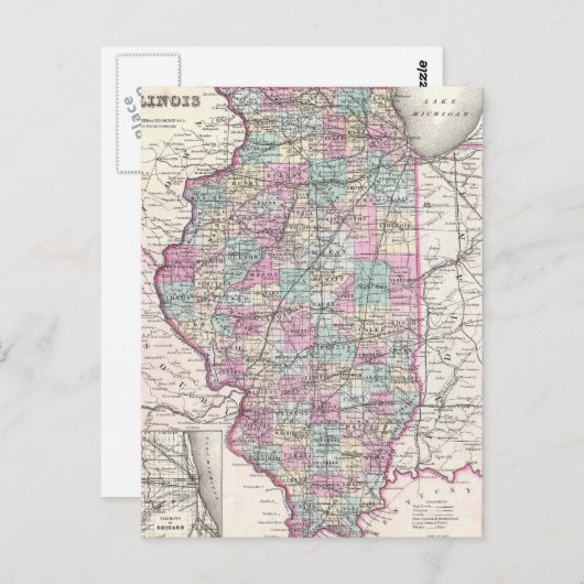  kaart van Illinois (1855) (Voorkant / Achterkant)