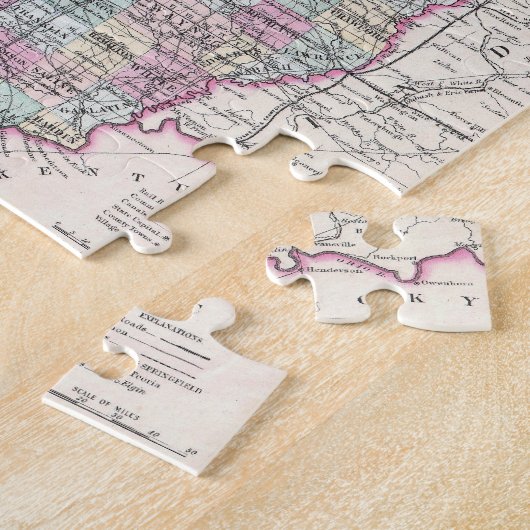  kaart van Illinois (1855) Legpuzzel (Zijkant)