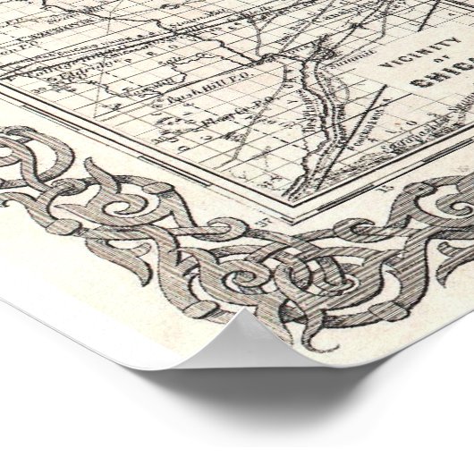  kaart van Illinois (1855) Poster (Hoek)