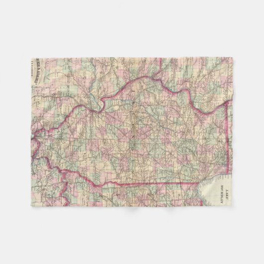  kaart van Illinois (1874) Fleece Deken (Voorkant (Horizontaal))